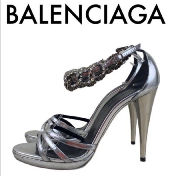 balenciaga silver heels